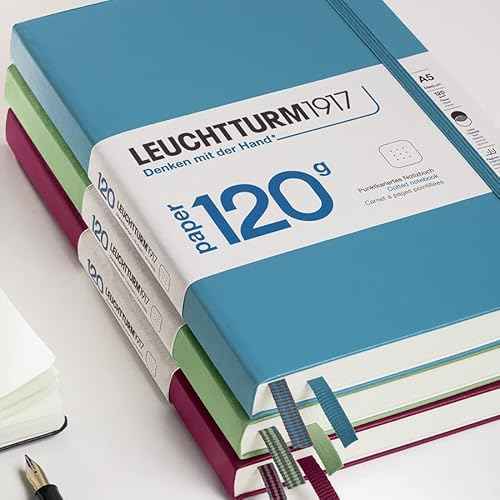 LEUCHTTURM1917-120G Special Edition - Medium A5 Plain Hardcover Notebook (Nordic Blue) - 203 Numbered Pages with 120gsm Paper