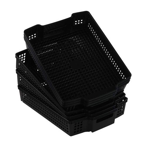 Qqbine Stackable Kitchen Office Desk File Basket Trays, Black, 6 Packs