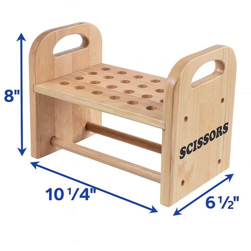 Constructive Playthings Natural Wood Scissors Holder, Classroom, Playroom, Craft Room Organization, Holds 30 Pairs of Kids' Scissors