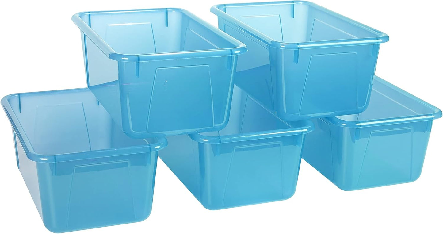 Storex Small Cubby Bin - Candy Teal, 5-Pack | 12.2 x 7.8 x 5.1 Inches for Organized Storage