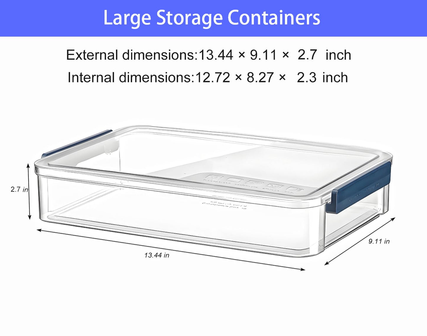 RHONZHAO Clear Storage Box with Latch, 2 Pack, Stackable