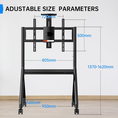 RAIZEA Mobile Smart Board Stand for Interactive Whiteboard 47"-65", Lockable Wheels, Holds up to 176lbs, for Office Classroom Home(Model: FD570)