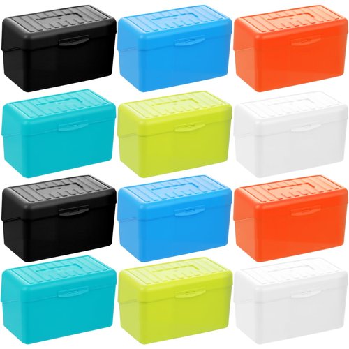 Retainbre 12 Pack Index Card Box 3x5 Flash Card Holder Perfect for Recipe Organizer Case Note Card Storage(6 Colors)