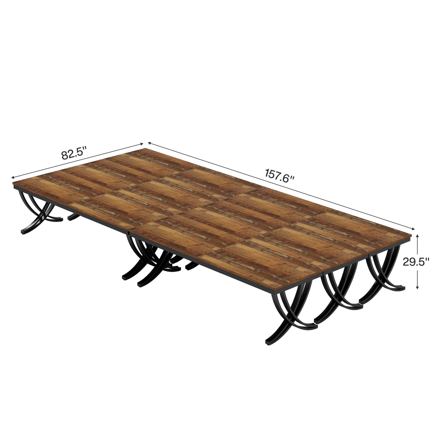 Tribesigns 6.5FT Conference Table for 6-8 People, 78 inch Long Rectangular Seminar Table with Strong Metal Frame, Business Furniture Boardroom Desk for Office Meeting Conference Room (6PCS, Mix Brown)