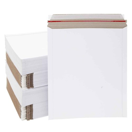 Juvale Cardboard Mailers - 12.75 x 15 in, White, 100 Pack, Rigid Flat - Stay Flat Envelope Mailers for Photo & Document Mailing - Bulk White Cardboard Envelopes