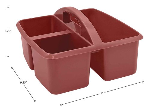 Teacher Created Resources Deep Rose Portable Plastic Storage Caddy 6-Pack for Classrooms, Kids Room, and Office Organization, 3 Compartments