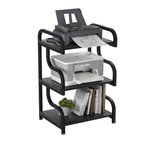 URLINE Printer Stand, 3-Tier Large Printer Stand, Durable Materials and Ample Storage Space,Printer Table for Home Office Organization,Black