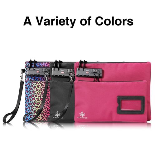 KOSMCCO Lockable Money Bag - 11x8.6 Inch Durable Nylon Bank Pouch Travel Organizer for Passport, Cash, Medicine, Notary Supplies & Valuables (Rose Red)