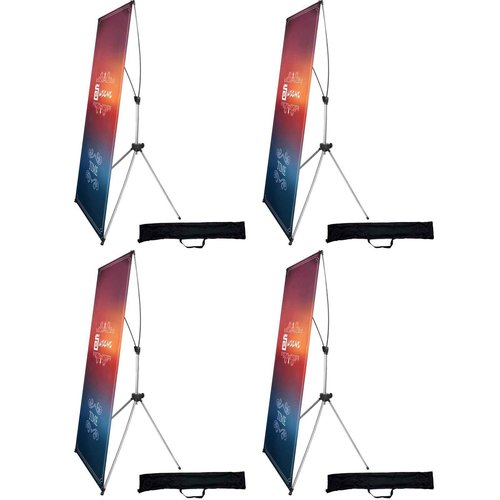 X Banner Stand Adjustable Fit Banner 23 x 63 to 32 x 78 Inch(STAND ONLY), Portable Travel Bag, Bigger, More Adaptable Advertising, Stores, Tradeshow, Restaurant, Event, Birthday & Party (4 PACk)