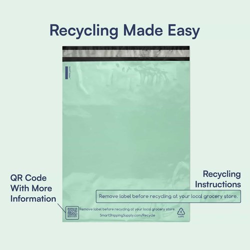 200 Count, 12x15.5 inch 100% Recycled Poly Mailers Eco Friendly Packaging Envelopes Supplies Mailing Bags 2.5 Mil Thick - SMART Mailer