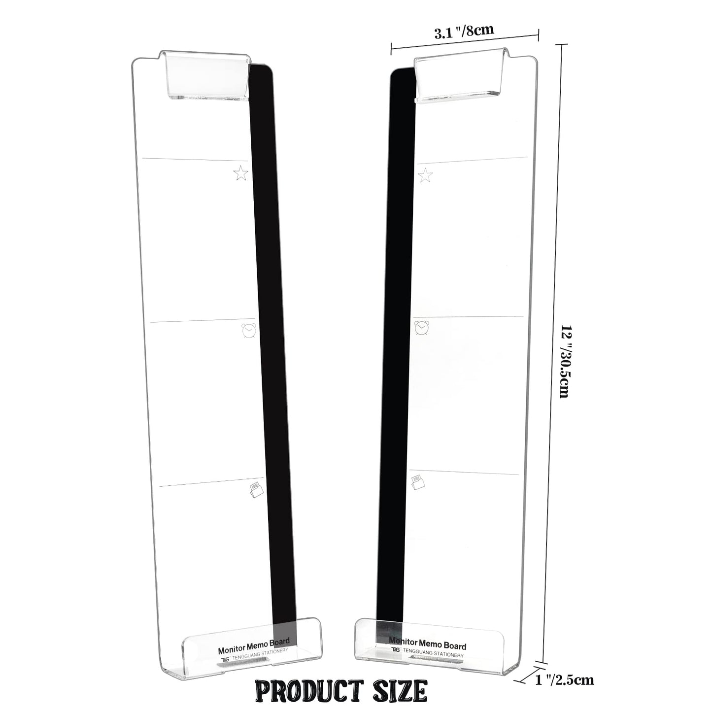 Office Desk Accessories 2pcs Computer Monitor Memo Board Multifunction Message Board Transparent Creative Monitor Side Panel with Sticky Note Holder Phone Holder Suitable for Office Home Work Desk