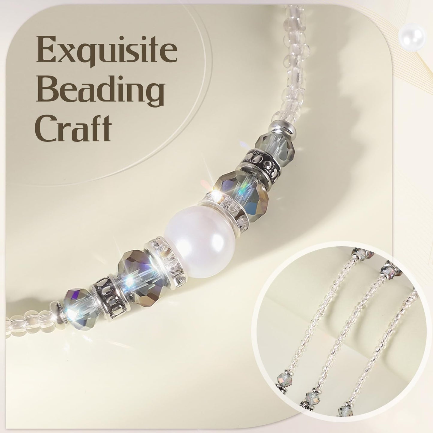 Teacher Lanyards for Id Badges and Keys, Beaded Badge Lanyard with Retractable Reel Pearl Necklace Cute Lanyards for Women