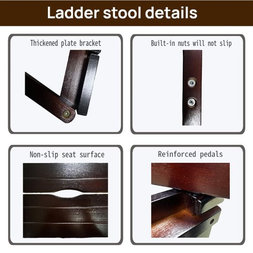 Bidesen 3 Step Stool Wooden Folding Ladder Chair Thickened Library Stair Chair Portable Light Garden Tool Ladder Maximum Load 337bl
