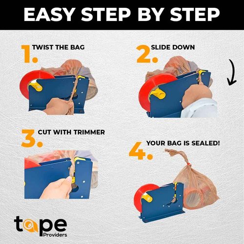 WOD Dark Blue Produce Poly Bag Sealing Tape, 1/2 inch x 180 yds. (Pack of 10) for Packaging and Sealing of Meat, Gifts, or Ice Bags BSTC24PVC