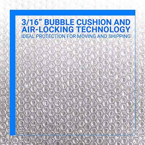 Bubble Cushioning Wrap Rolls, 3/16" x 12" x 72' ft Total [2 Rolls of 36 Feet] Perforated Every 12", 20 Fragile Stickers for Packaging, Shipping, Mailing
