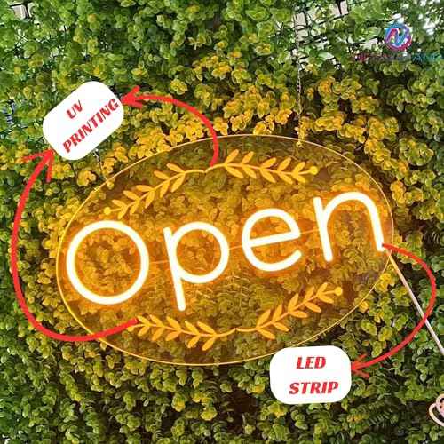 LED Open Sign for business ? Led Neon Light with Hanging Kit and Plug for Shop, Window, or Business Use (Orange Yellow, 16.5x10.5'')