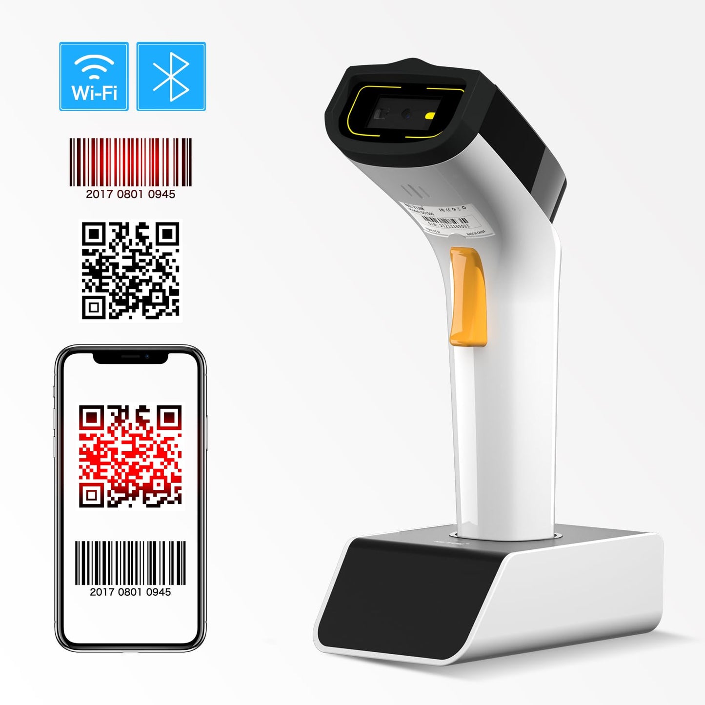 NETUM Wireless Wi-Fi 2D Barcode Scanner Connect with TCP UDP Network Protocols, Hands Free Automatic Sensing Bar Code Reader 1D 2D QR pdf417 Scan Gun Suitable for Inventory, POS Industry - DS2800