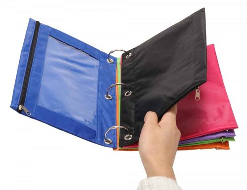 Wodison 24 Packs 3 Ring Binder Pen Pencil Case Pouch Bulk Set Stationery Bag for School Class Office Purple