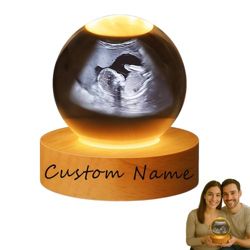 Bumpandlove Magic Sphere, Custom 3D Crystal Ball Ultrasound Digital Display, 3D Ultrasound Globe Esfera Personalizada Con Foto Y Luz, New Mom and Dad Gift