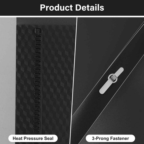 EEHZTSI 60-Pack Plastic Folders with Pockets and Prongs, 2-Pocket Folders with 3 Fasteners, Holds 8-1/2" x 11" Paper, Black