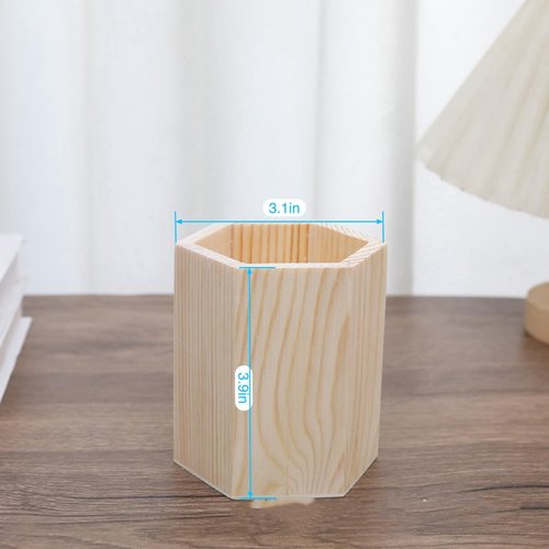 Xhqsulsclac 12pcs Wooden Pencil Holder,Table Top Organizer Stationery,L3.1 x W3.1 x H3.9in Desk Accessories Makeup Brush Holder for School Home Office Supplies