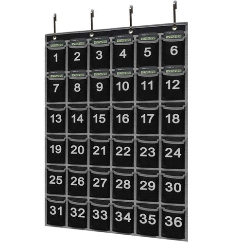 EAMAY 36 Numbered Classroom Pocket Charts for Cell Phones and Calculators Holder Wall Door Mount Hanging Organizer