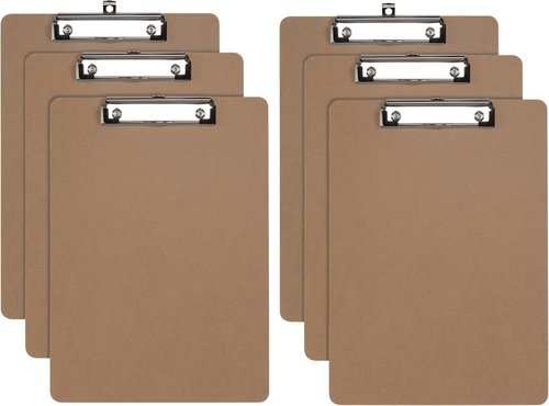 Oxford Brown Clipboards - Durable Metal Clip with Plastic Corners | 12.5" x 9" | 6 Pack