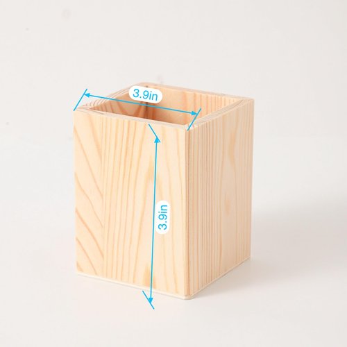 Xhqsulsclac Pen Cup Holder 6 pcs Pine Unfinished Square Pen Holder 3.1X3.1X3.9in Pencil Holder Multipurpose Pencil Cup Wooden DIY Pen Holder Desktop Organizer for Office Home