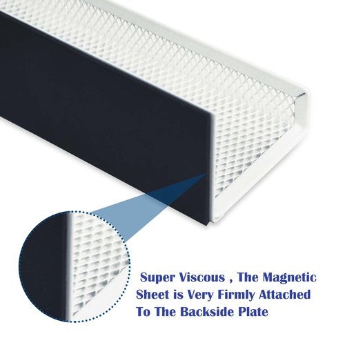 2 Pack White Metal Magnetic Book Shelf for Whiteboard Classroom, 17Inch Floating Book Display Shelves Heavy Duty Magnetic Book Holder Magnet Refrigerator Organizer for Kid Room Office Teacher Storage