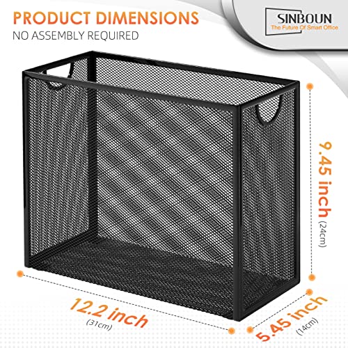 Sinboun Hanging File Organizer with 5 Grey Letter Size Folders - Office Document Storage
