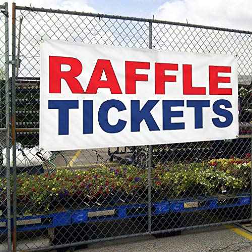 Vinyl Banner Multiple Sizes Raffle Tickets Red Blue Business Outdoor Weatherproof Industrial Yard Signs 4 Grommets 24x48Inches