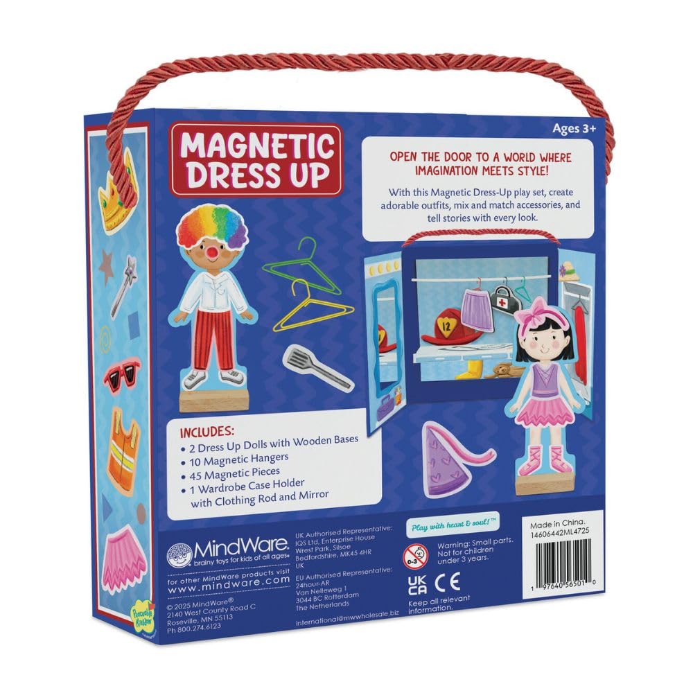 Peaceable Kingdom Magnetic Dress Up: Playful Pretend Playset, Magnetic Dress-Up Dolls with Wardrobe Case, 50+ Piece Screen-Free Toy for Kids Ages 3+