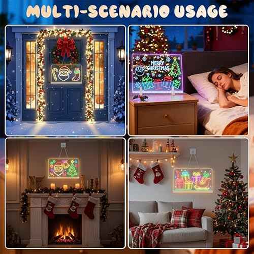 Lumiboard Led Drawing Board, 13.7"X10" 4 Modes &7 Colors Acrylic Dry Erase Boards with Light, Include Adapter, Hanging Chain, Led Drawing Board for Kids with Stand,7 Markers, Spray Bottle