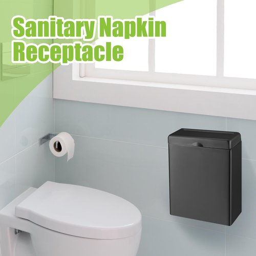 Tioncy 2 Pcs Sanitary Napkin Receptacle, Tampon Disposal Bin Wall Mounted Tampon Holder Stainless Steel Sanitary Napkin Disposal Bins for Home Office Public Restrooms Bathroom (Black)