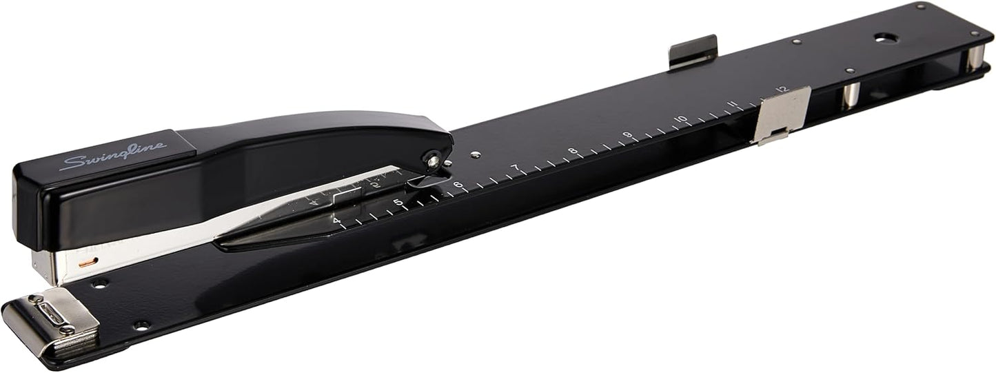 Swingline Long Reach Stapler - 20 Sheet Capacity, Jam-Free Design, 12" Reach, Metal, Black