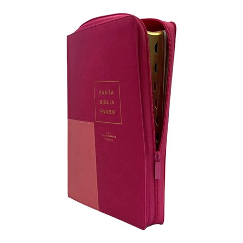 Biblia RVR 1960 Letra Súper Gigante Símil Piel Duotone Rosa Rosa con Índice con Cierre