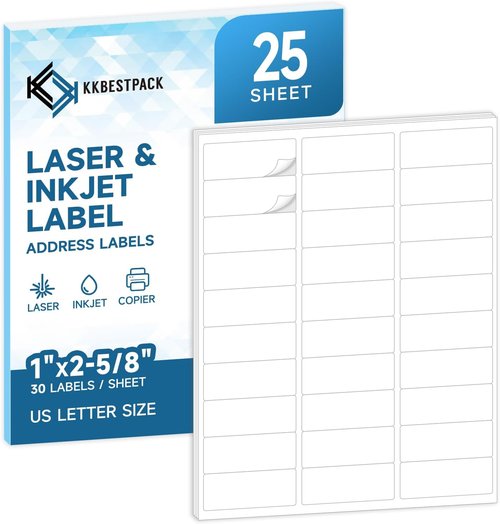 Address Labels - 750 Laser/Inkjets Compatible Labels, 1" x 2-5/8", Perfect for Mailing & Organization