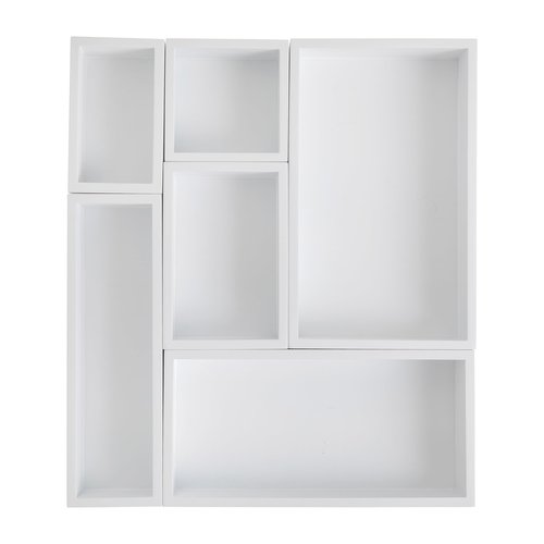 Martha Stewart Enzo Wooden Desk Drawer Organizer Set, Engineered Wood Organizers in Various Sizes, 6 Piece, White