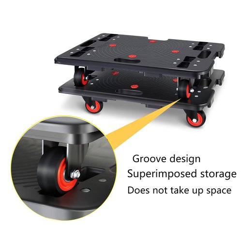 Uholan Furniture Dolly, Furniture Movers Dollies Heavy Duty,Large Moving Dolly Cart with 4 Wheels,24in-16in Hand Truck Folding Cart,360° Swivel Wheels Mute Portable 660lb Capacity,2 Pack,Black