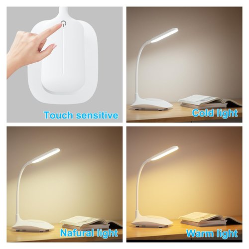 LED Desk Lamp Wireless Charging Desk Lamp with Touch Control Dimmable Office Desk Light Eye-caring Office Lamp with Adjustable Gooseneck Table Lamp, Reading Lamp Table Lamp for Bedroom Bedside Study