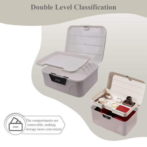 Mairuker Lockable Double-Layer Storage Box with Password – Plastic Organizer for Home, Office, Medicine & Personal Items – Minimalist Style Storage Case- White