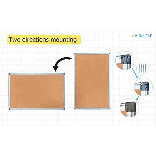 Bulletin Board Corkboard Cork Board Wall Notice Board 36 x 24 Inches Inches Photo Board Picture Board Pin Board Aluminium Frame Tabla de corcho