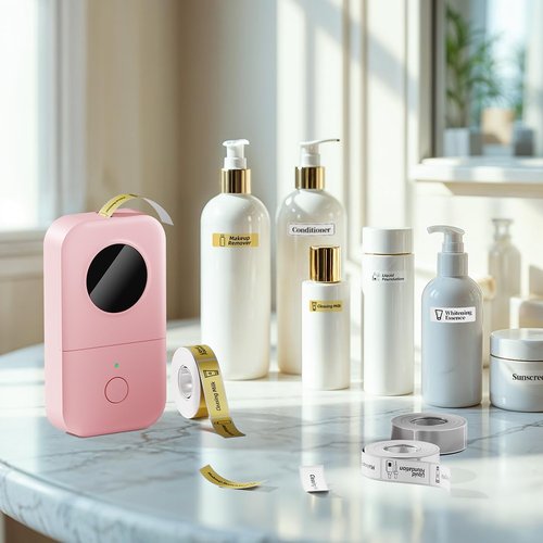 Phomemo D30 Portable Label Maker - Bluetooth Mini Printer with 3 Tapes in White, Clear & Gold