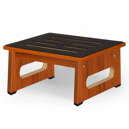 One Step Stool for Bed, Wooden Step Stool with Non-Slip Feet, 450 LBS Capacity Stepping Stool for Adults Seniors, Bedside Steps for High Beds, Bathroom Kitchen Bedroom, Easy to Assemble, Rustic Brown