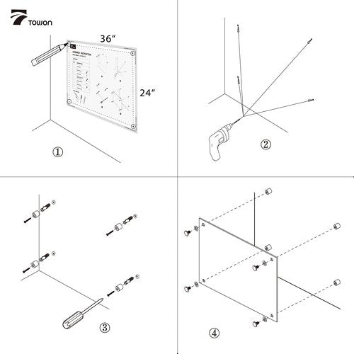 TOWON 36 x 24 Inches Tempered Glass Calendar Dry Erase Board for Wall, 3' x 2' Magnetic Whiteboard Calendar Planner for Office, Home, School Supplies, White