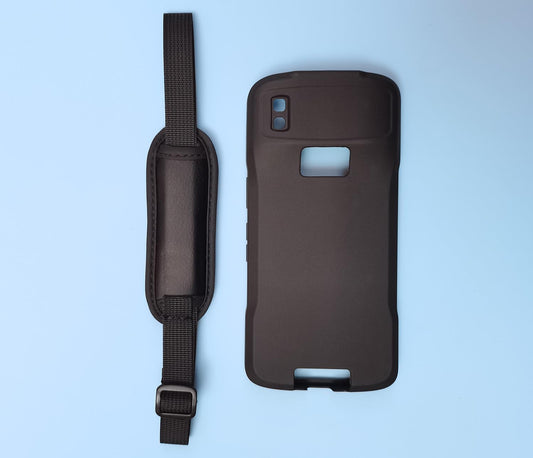 Zebra Protective Case - Rugged Black Rubber Cover for TC22/TC27 Scanner with Wrist Rope