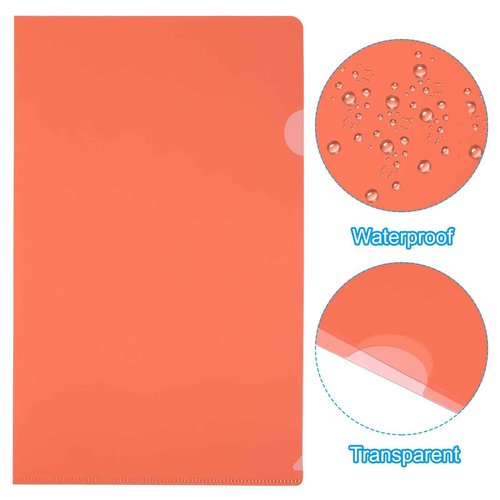 PATIKIL L Type Folders 50 Pack A4 Plastic File Project Pockets Clear Paper Document Jacket Sleeves for Office, Red