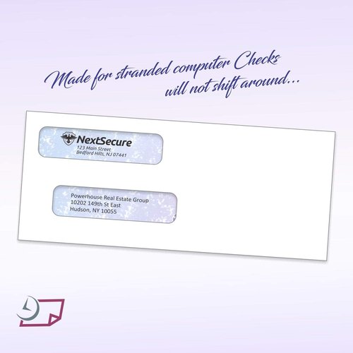 NextDayLabels #8 Double Window Check Envelopes - 500 Pack Self-Sealing with Security Tint - Ideal for Laser Printed Checks