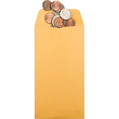 Quality Park, #7 Coin and Small Parts Envelopes, Gummed, Brown Kraft, 3.5x6.5, 500 per box (50762)