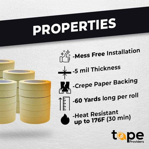 WOD MT5 Masking Tape 1/2 inch for General Purpose/Painting - Case of 72 Rolls - 60 Yards per roll